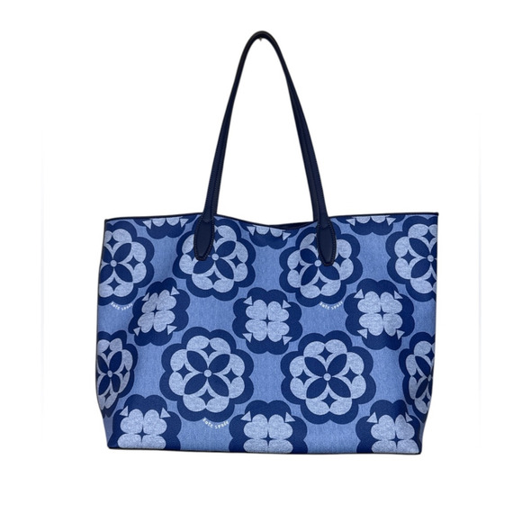 Kate Spade Tote Bag Womens Large Blue Spade Flower Monogram Outerspace KF650 NWT - Picture 13 of 14